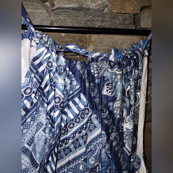 Lucky Brand Halter Top Maxi Dress, Ties At Back Of Neck, Ruffle Hem - Picture 6 of 14